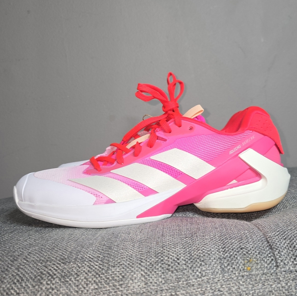 Adidas Adizero Ubersonic 5 size 9, Women's Pink and White Sneakers